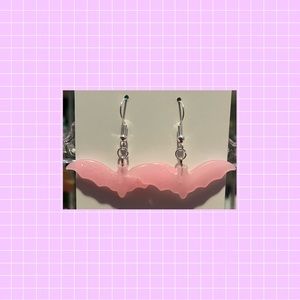 Pink bat earrings